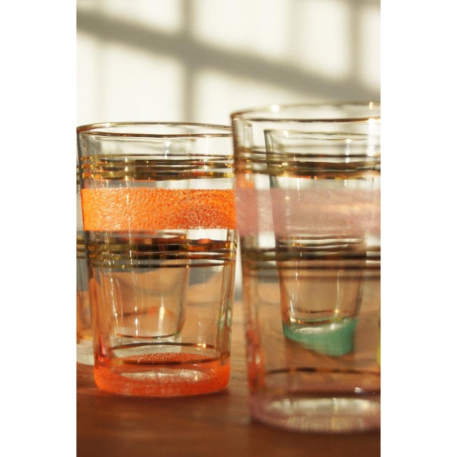 Glass Frost & Gold Bands Glasses, 1950s, Set of 6 For Sale - Image 7 of 10
