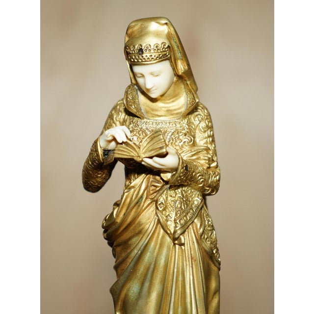 Stunning original Albert Ernest Carrier-Belleuse (French, 1824-1887) gilt bronze model of a lady reading A very good...