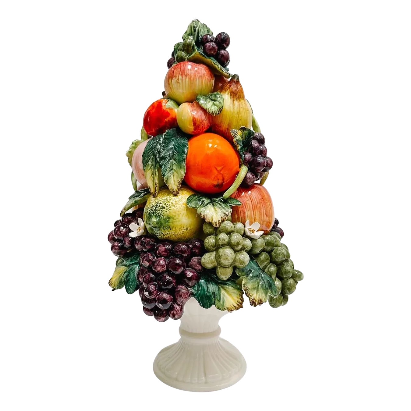 Large Vintage Mixed Fruit Italian Porcelain Topiary | Chairish