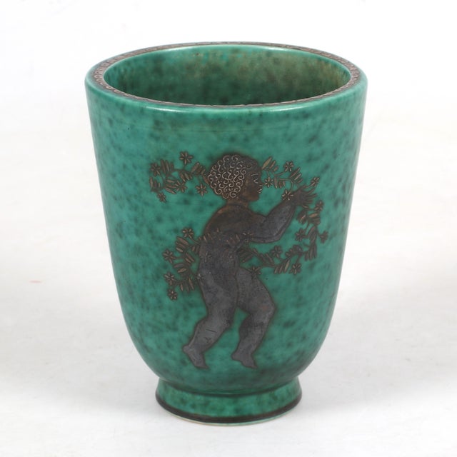 Gustavsberg Vintage Argenta Vase by Wilhelm Kage for Gustavsberg, 1940s For Sale - Image 4 of 4