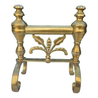 Art Nouveau Brass Fireplace Wood Stand, 1890s For Sale
