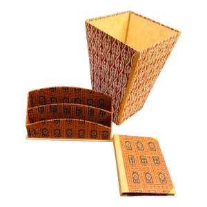 1970s Vintage Italian Handmade Paper Desk Accessory/Organizer’s - Set of 3