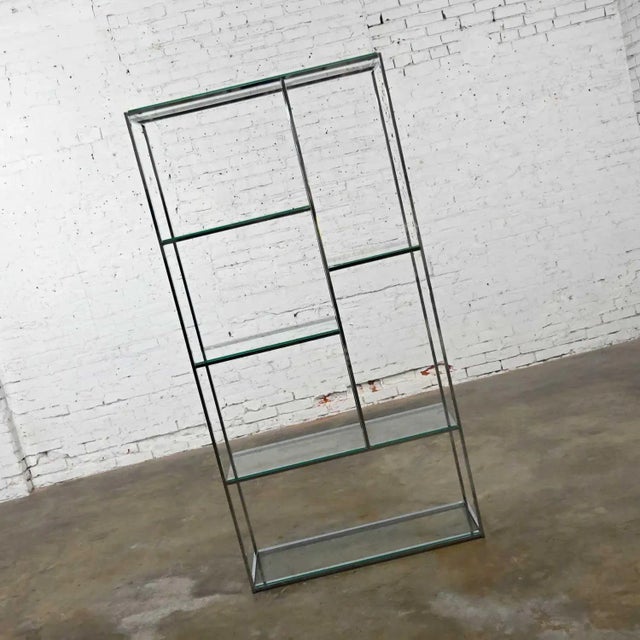 Mid-Century Modern Chrome & Glass Etagere Mondrian Style Shelf Placement For Sale - Image 4 of 13