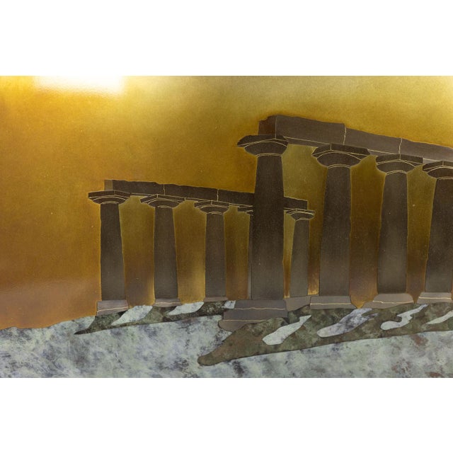 Brass marquetry panel "Les Tavole Palatine, Opus IV". Contemporary French work of craftsman. Decorative Art. Decoration....