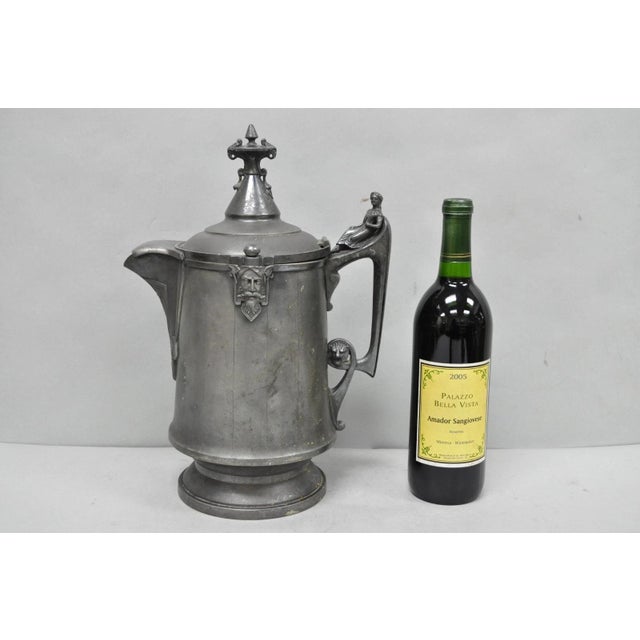 Antique French Renaissance Revival Reed & Barton Figural Silver Plated Coffee Water Pitcher (1854 JA Stimson Patented)....