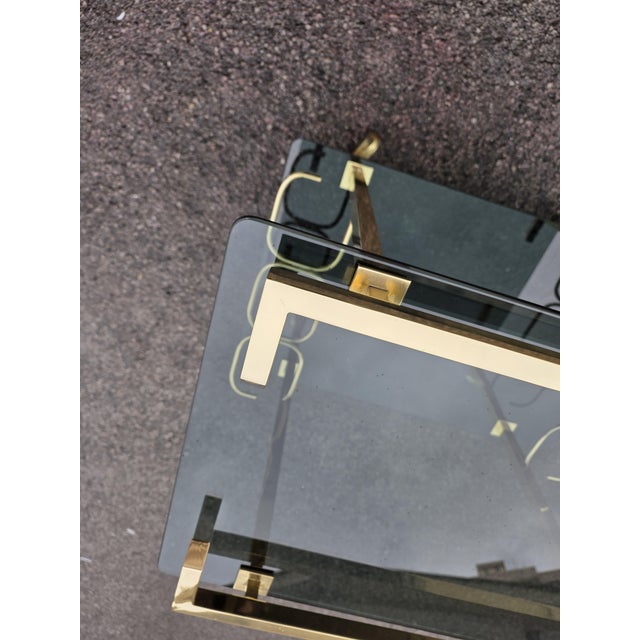 Brass and Green Crystal Bar Cart from Fontana Arte, Italy, 1970s For Sale - Image 6 of 10