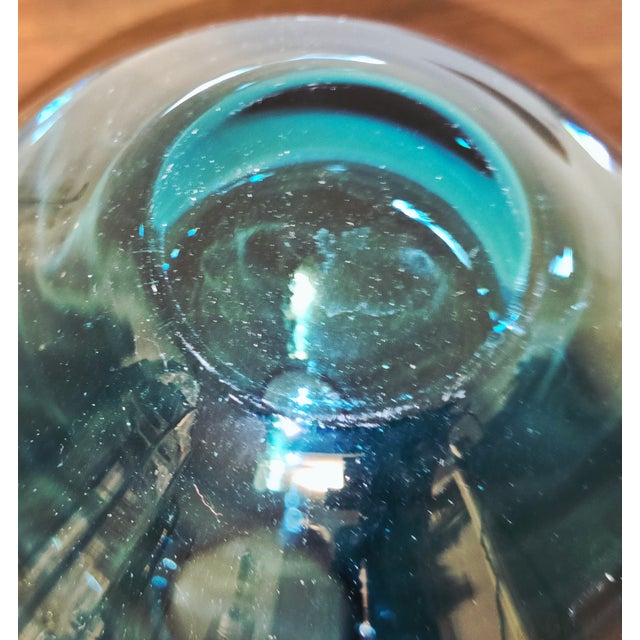 Contemporary Studio Glass Gradient Vase in Teal and Charcoal For Sale - Image 11 of 12