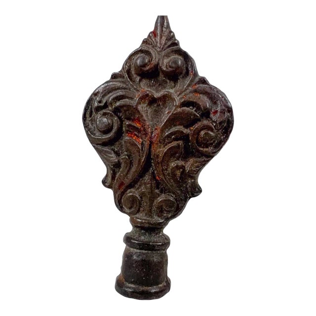 Old Vintage Art Nouveau Lamp Finial Ornament Cast Iron For Sale