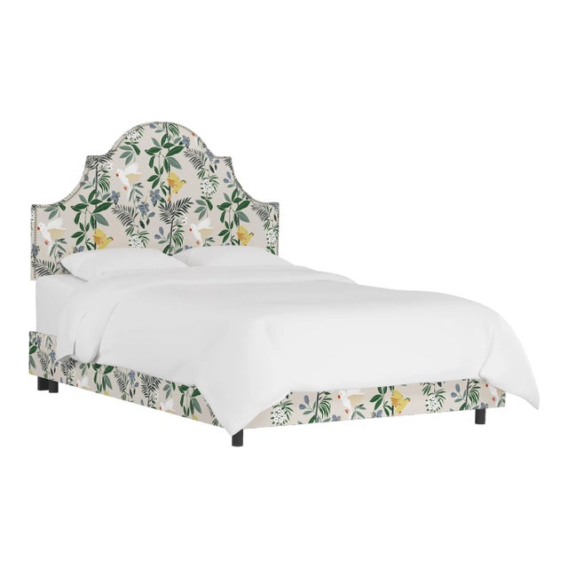 Halsted Bed in Cream Belize Chinoiserie, Full For Sale