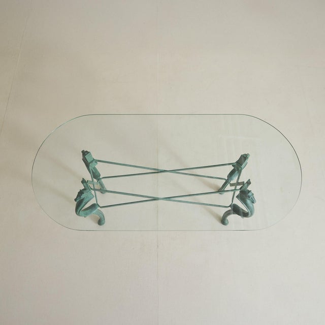 Vintage French Neoclassical Horse Motif Iron Console Table For Sale In Chicago - Image 6 of 11