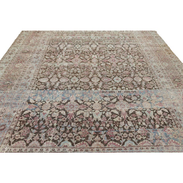 Antique Doroksh Wool Rug With Muted Crimson and Ice Blue Patina 9 X 13 For Sale - Image 9 of 11