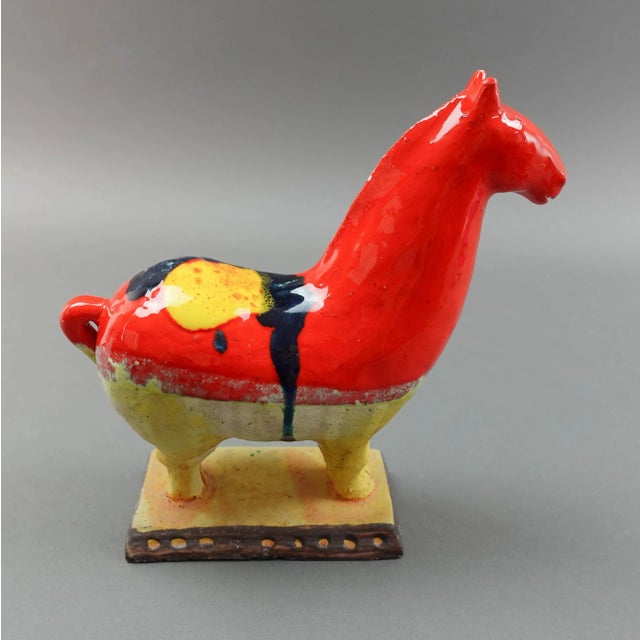Mid 20th Century Mid 20th Century Ivo De Santis Gli Etruschi Raymor Italian Art Pottery Orange Horse Figurine For Sale - Image 5 of 12