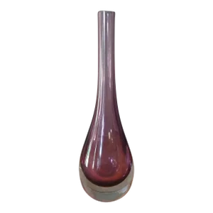 Mid-Century Glass Sommerso Bud Stem Vase, Raspberry Burgundy Wine Coloring