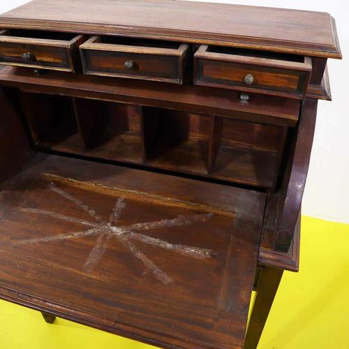 Brown Wooden Roll-Top Secretaire with Three Drawer Lift For Sale - Image 8 of 12