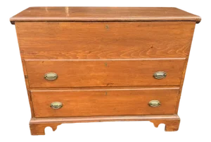 Antique 19th Century Pine Blanket Chest With 1 Real and 1 False Drawer