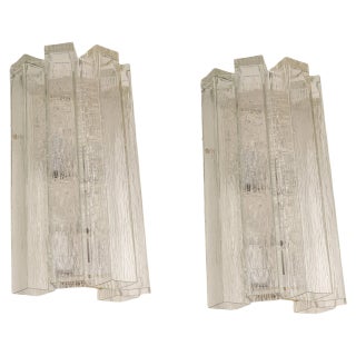 Large Brass and Murano Glass Wall Sconces from Doria, Germany, 1960s, Set of 2 For Sale