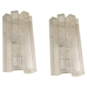 Large Brass and Murano Glass Wall Sconces from Doria, Germany, 1960s, Set of 2