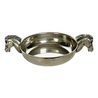 Silver-Plated Vide-Poche with Horse Head Handles, France, 1970s For Sale
