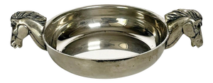 Silver-Plated Vide-Poche with Horse Head Handles, France, 1970s