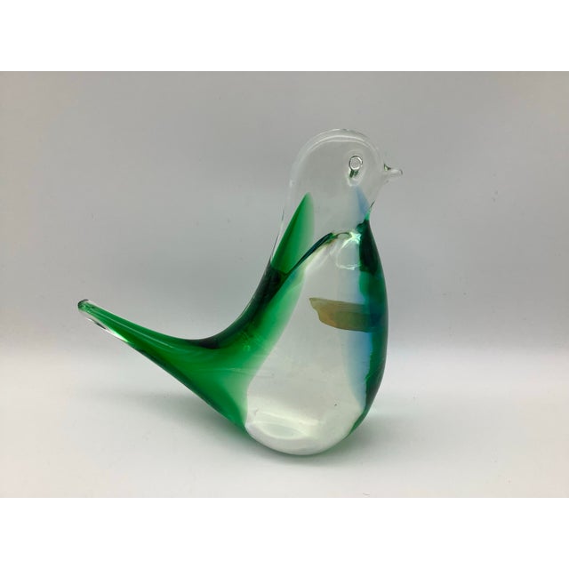 Transparent MCM Art Glass Bird Figurine Lorraine Glass Paperweight Made in Canada For Sale - Image 8 of 9