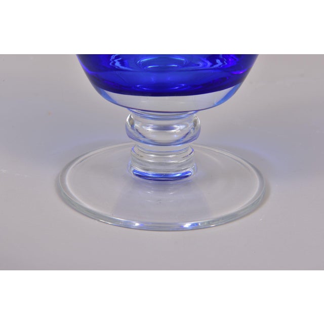 William Yeoward England Bess Blue and Clear Hand Blown Signed Glasses - Set of 12 For Sale In New York - Image 6 of 6