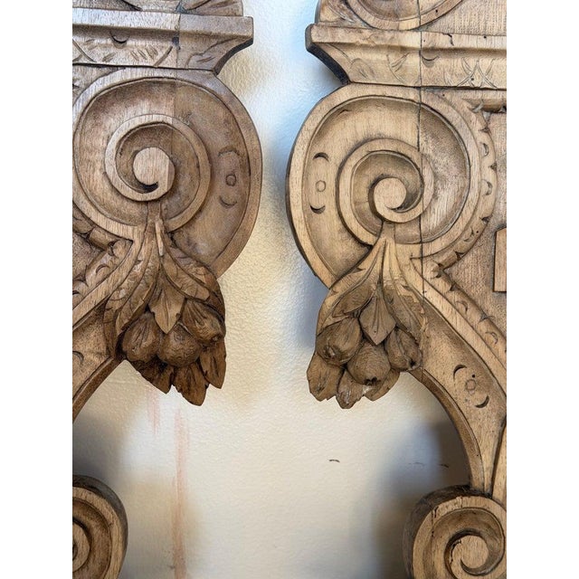 Pair of 19th C. Italian Renaissance Sgabello Hall Chairs - Heavily Carved Walnut For Sale - Image 4 of 18