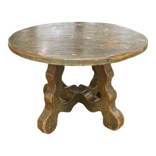 Antique Green Spanish Round Table For Sale