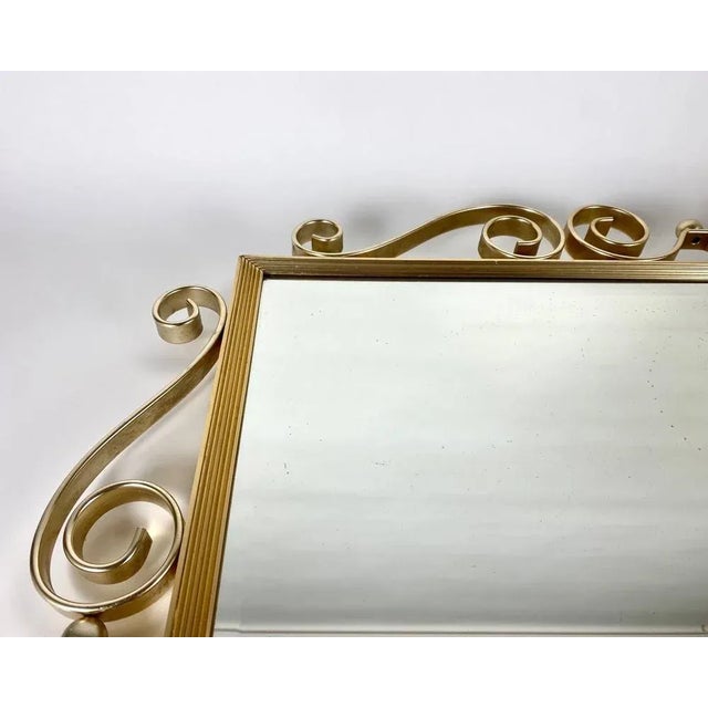 Hollywood Regency Style Wall Mirror with Forged Brass Frame, Belgium, 1960s For Sale - Image 3 of 9