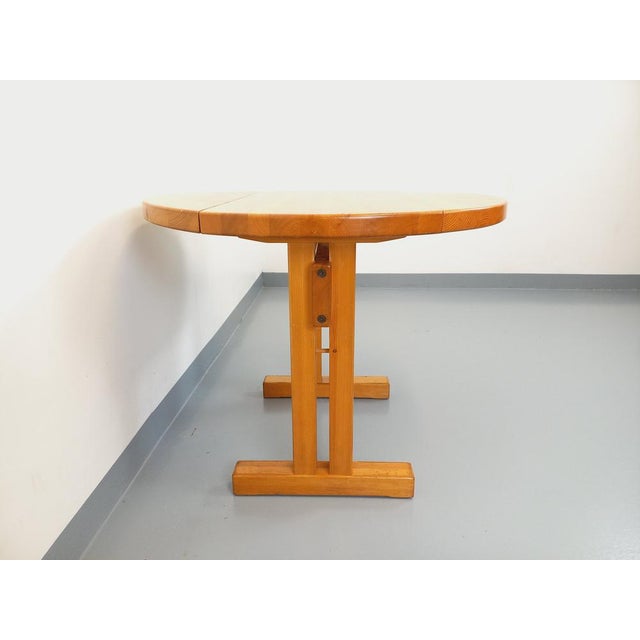 Vintage Round Dining Table in Pine by Charlotte Perriand for Les Arcs, 1970s For Sale - Image 17 of 18