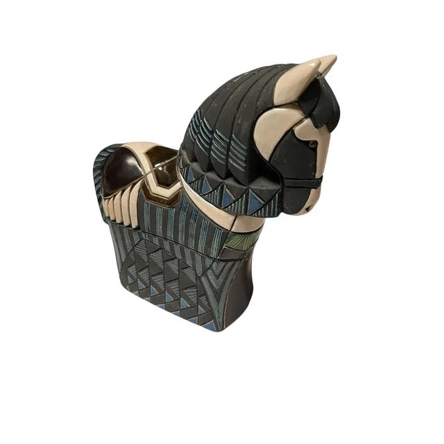 Black Ceramic Horse attributed to Vallauris, 1970s For Sale - Image 8 of 11