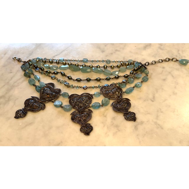 Silver Late 20th Century Stephen Dweck Sterling, Black Pearl, Tumbled Aquamarine Multi-Strand Necklace For Sale - Image 8 of 17