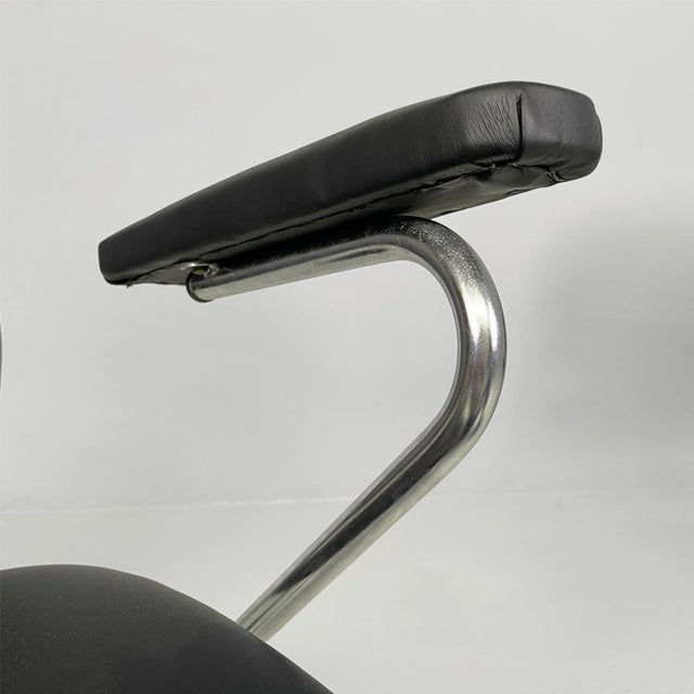 Italian Modern Swivel Office Chairs in Steel and Faux Leather, 1960s, Set of 2 For Sale - Image 9 of 17