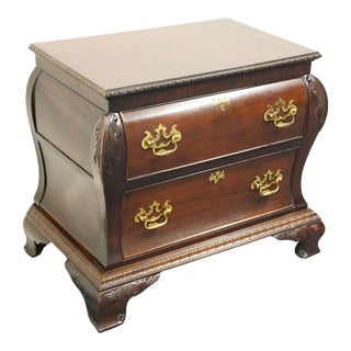 Century Furniture Banded Mahogany Traditional Style 32" Bombe Chest Nightstand For Sale