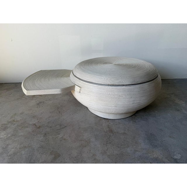 Vintage Gabriella Crespi Style Swivel Top Pencil Reed Rattan Round Coffee Cocktail Table For Sale - Image 16 of 17