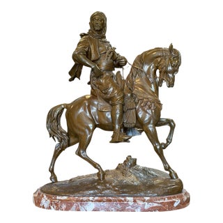 1940s Bronze Cavalier Sculpture by Alfred Barye For Sale
