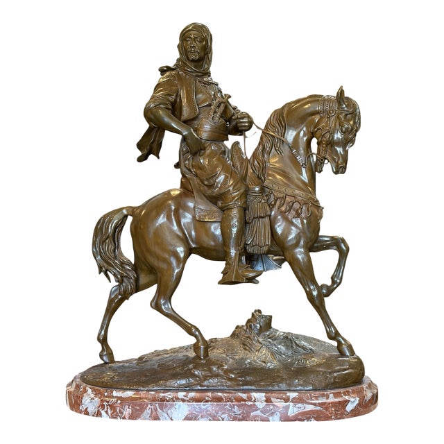 1940s Bronze Cavalier Sculpture by Alfred Barye For Sale