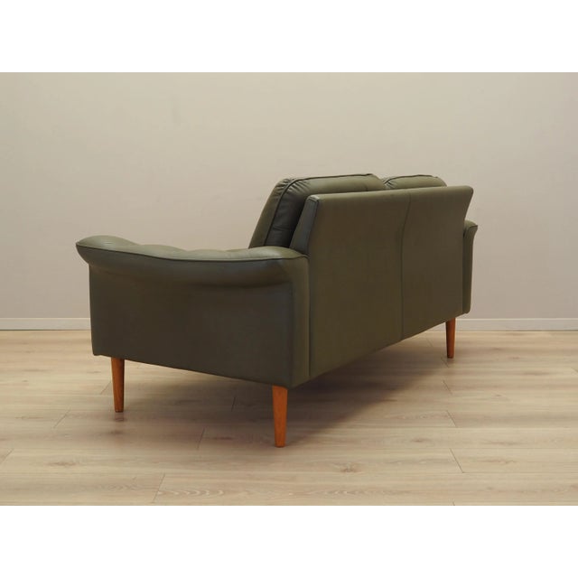 Vintage Danish Green Leather Sofa, 1970s For Sale - Image 6 of 18