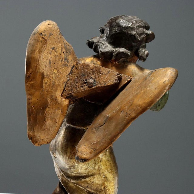 Angels in Carved, Lacquered and Gilded Wood, Set of 2 For Sale - Image 14 of 16