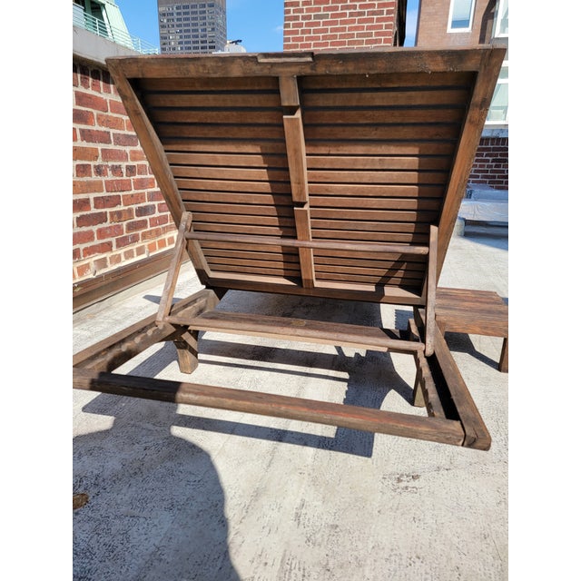 Janus Et Cie Teak Oversized Chaise Lounge & Drink Table Chairish