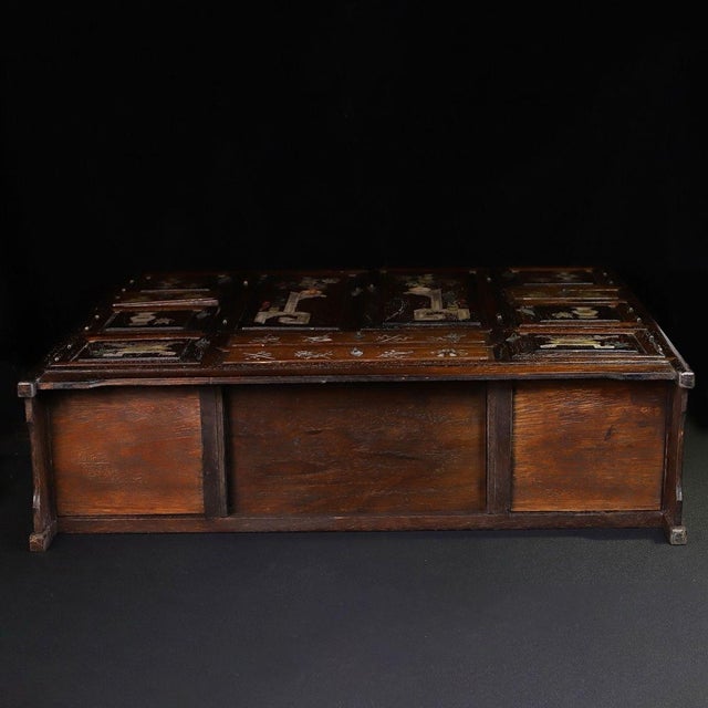 Vintage Chinese Huali Rosewood "Antiques" Mother-of-Pearl Inlaid Cabinet / Sideboard For Sale - Image 9 of 9