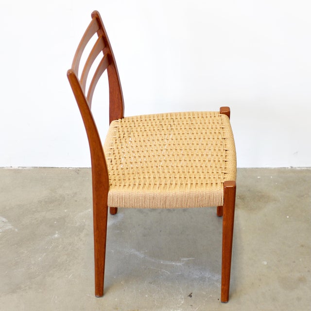 1950s Svegards Markaryd Set of 4 Teak Dining Chairs With Danish Cord Seats For Sale - Image 10 of 14