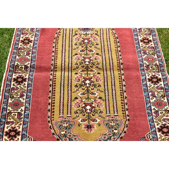 Textile 1960s Vintage Turkish Floral Desing Red Handmade Kayseri Rug For Sale - Image 7 of 12