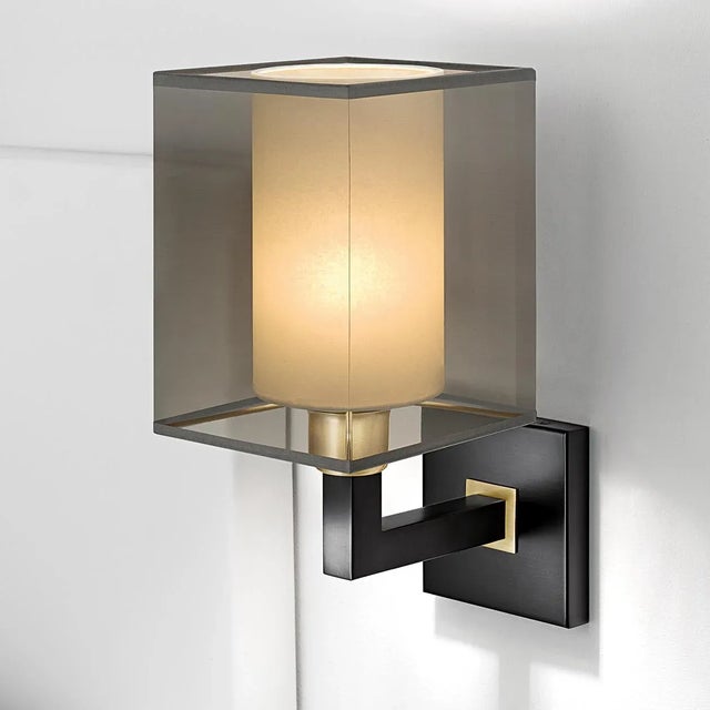 Not Yet Made - Made To Order Black Bronze With English Brass Wall Light With Shade For Sale - Image 5 of 6