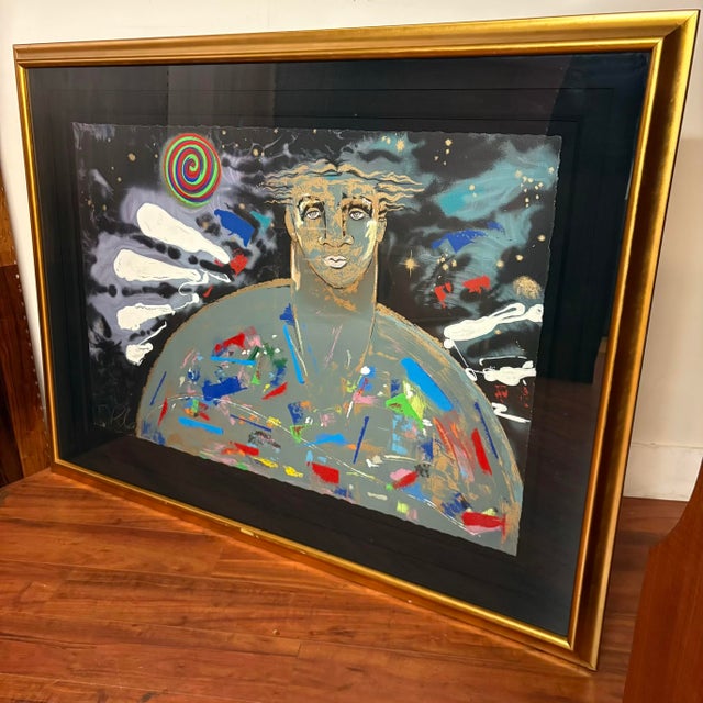 Orlando Agudelo-Botero Large Signed Enhanced Serigraph With Metallic Accents For Sale - Image 4 of 11