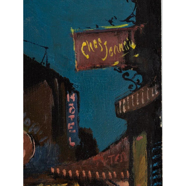 R. Marien, Pigalle in the Night, Oil on Wooden Plate, Framed For Sale - Image 6 of 10