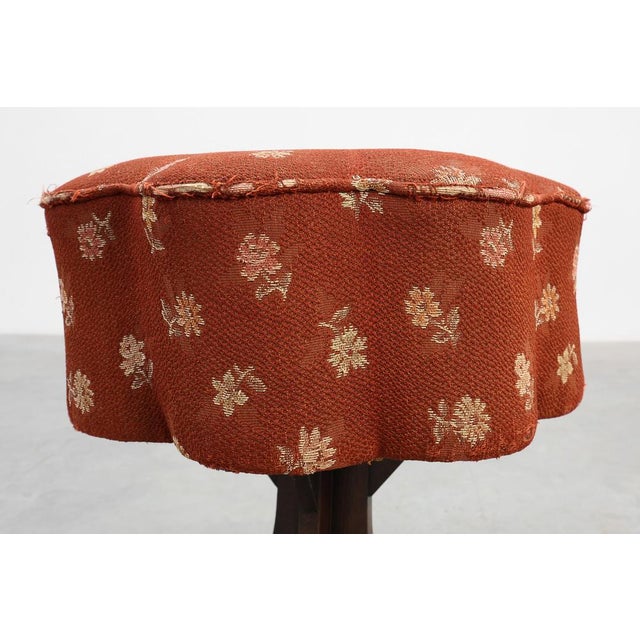 1920s Art Deco Stool with Curved Legs and Flower Form Seat with Upholstery, France, 1920s For Sale - Image 5 of 11