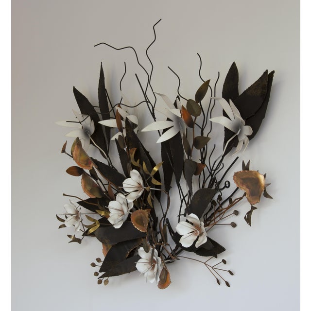 Signed Curtis Jere Brutalist Mixed Metal Floral Wall Sculpture For Sale In Salt Lake City - Image 6 of 7
