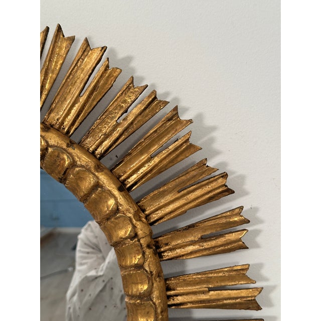 Goldenrod French Gilt Sunburst or Starburst Mirror (Diameter 25) For Sale - Image 8 of 9
