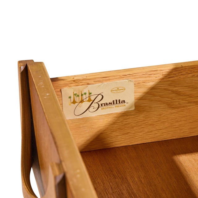 Broyhill Brasilia Mid Century Walnut and Brass 6 Drawer Dresser For Sale - Image 9 of 9