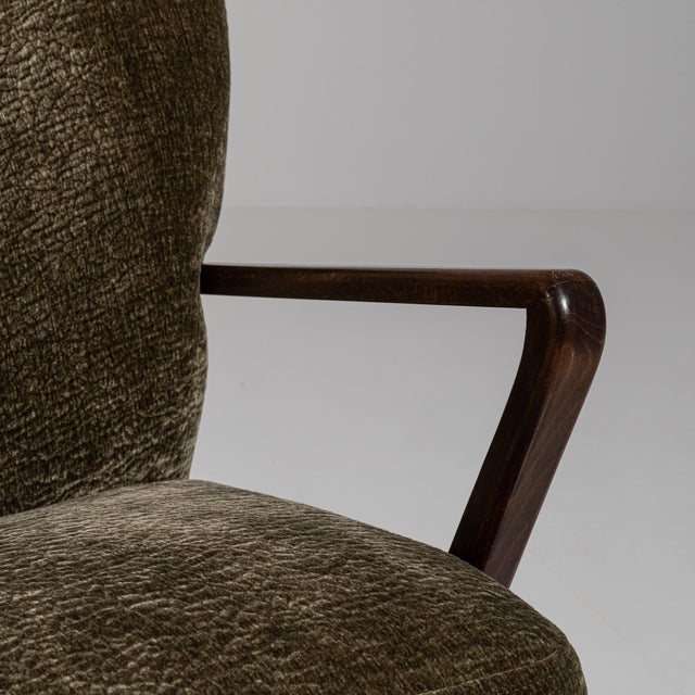 Mid-Century Modern 1940s Mid-Century Modern Green Wood Pair of Club Chairs For Sale - Image 3 of 13